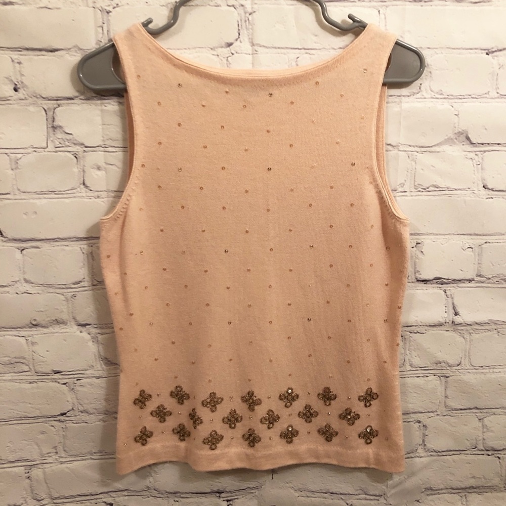 Ann Taylor blush sequin sweater tank top